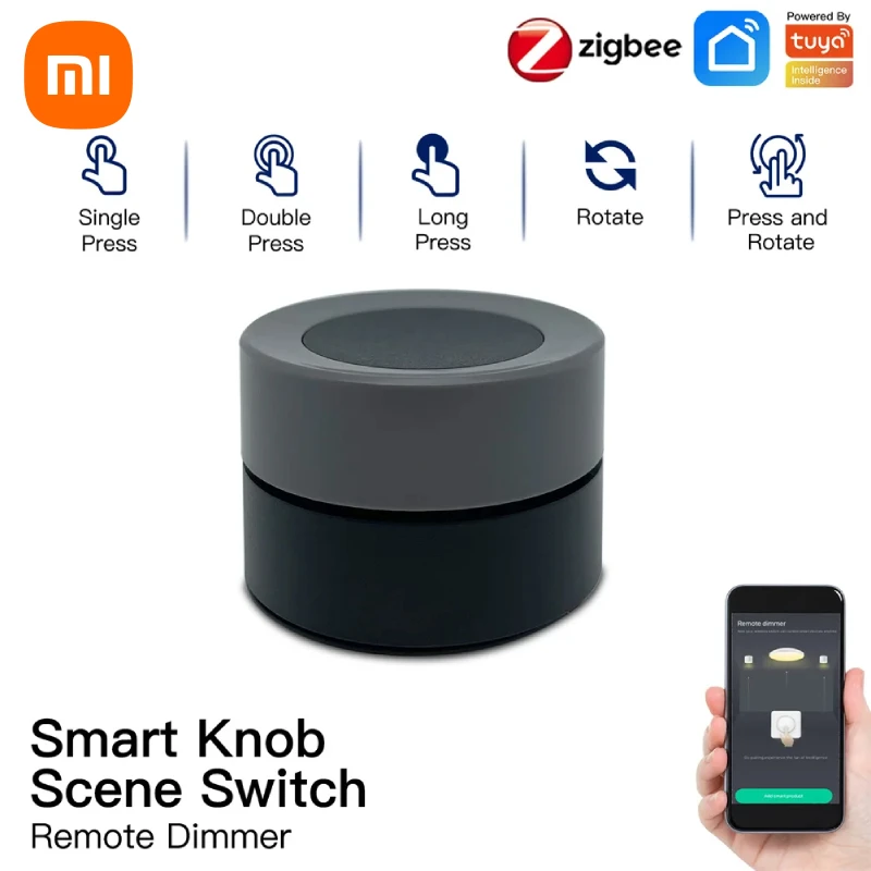 Xiaomi-Tuya ZigBee Smart Knob Switch Button Controller, interruptor de cena sem fio, alimentado por bateria, cenário de automação, aplicativo Smart Life