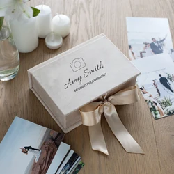 Custom Logo Velvet Photo Box for 4x6, 5x7,8x10 Photos - Photography Print Storage Box