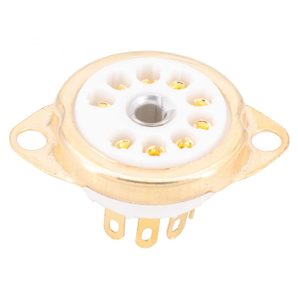 ABIU 10PCS Ceramic B9A Gold-Plated 9Pin Vacuum Tube Socket Panel Chassis Mount for ECC81 ECC82 ECC83 EL84 6922 Vacuum Tube