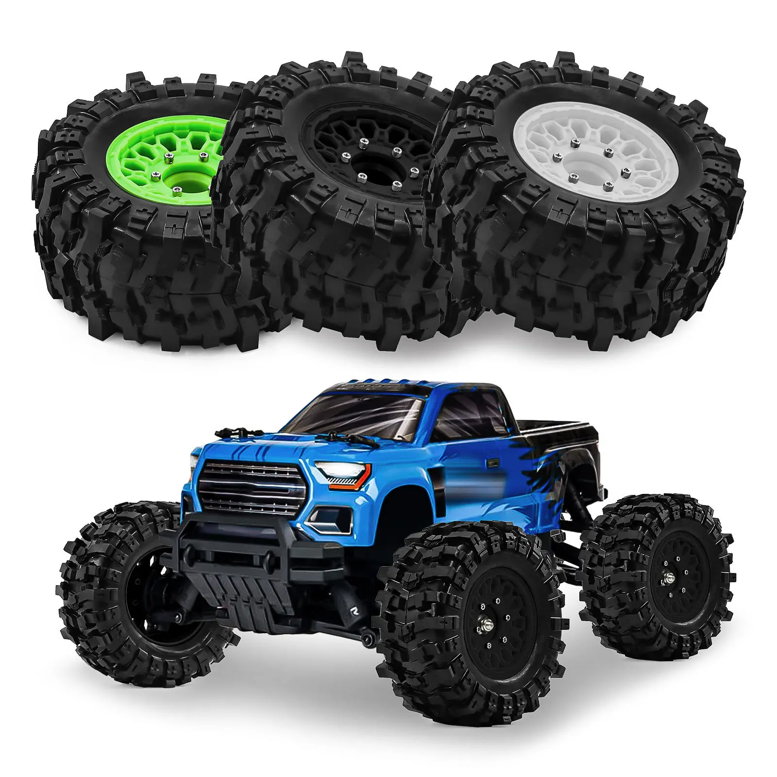 

Комплект из 4 колес и шин для радиоуправляемых моделей 1/10 ARRMA Big Rock, Traxxas Rustler, Hoss RC Truck с шестигранными ступицами 12/14/17 мм