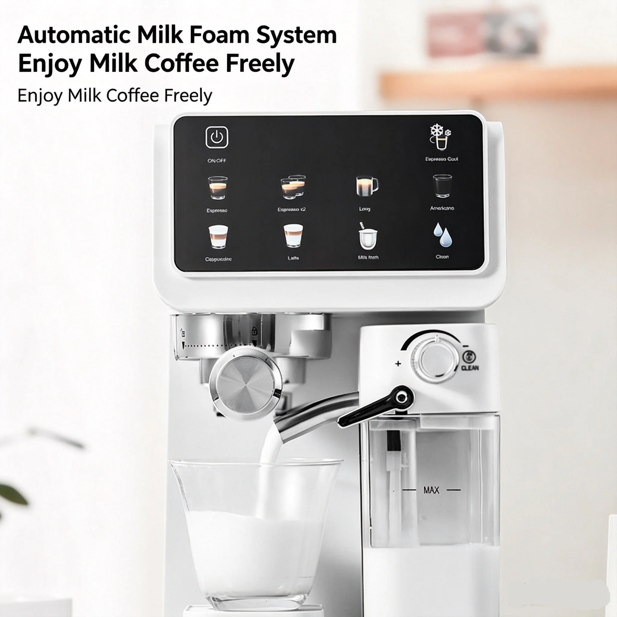 Home Italian Espresso Machine High Pressure Automatic Milk Frothing with Intelligent Color Screen Integrated Coffee Maker