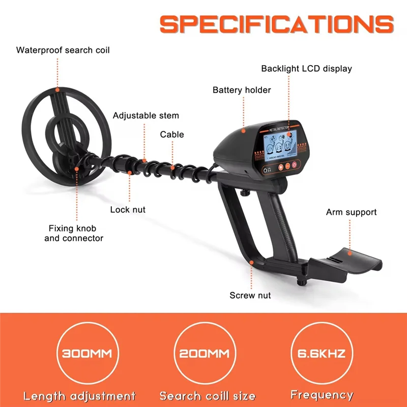 ABLL-Detector de metales subterráneo portátil para niños, buscador de tesoros de playa de alta sensibilidad, Detector de oro de alta precisión