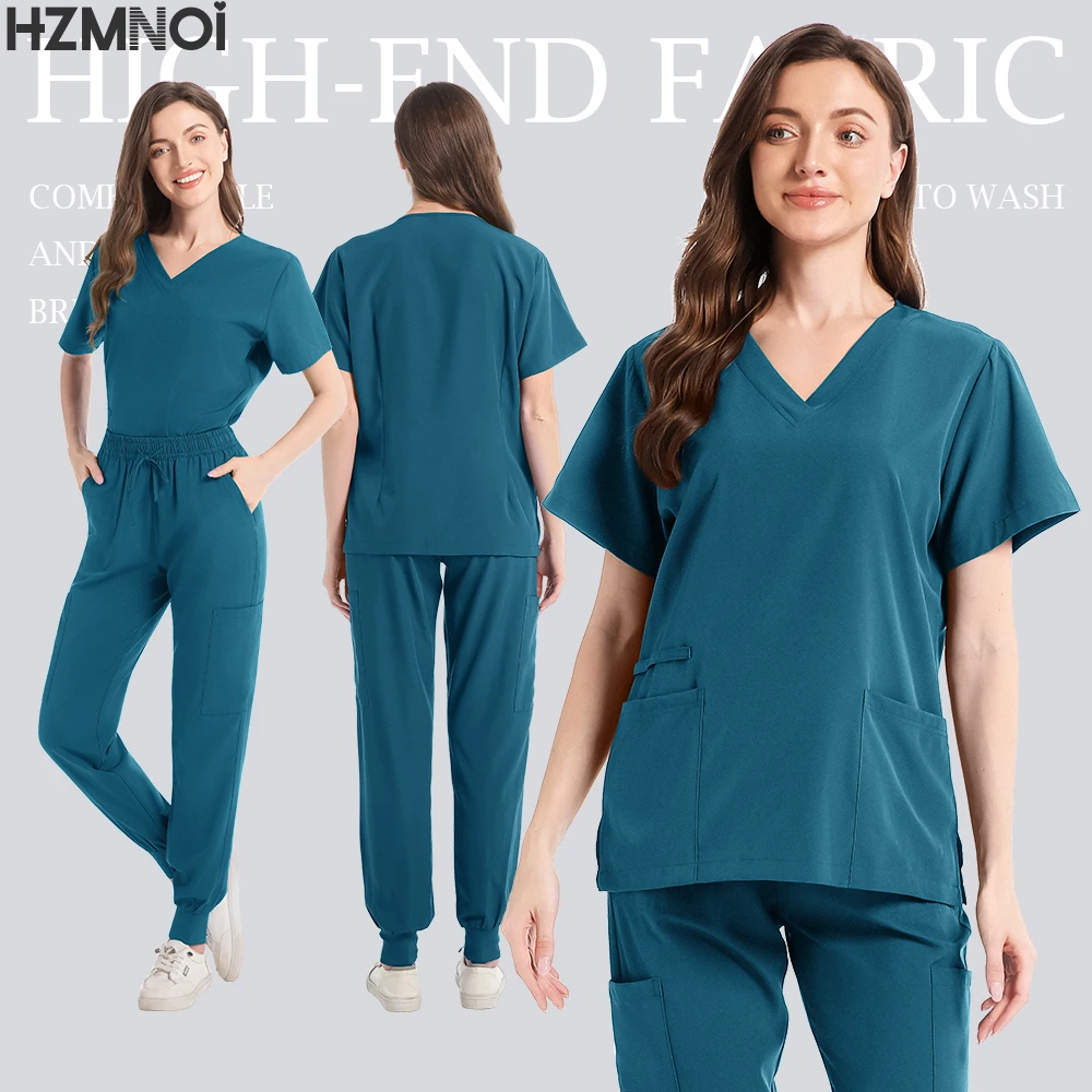 جديد الدعك زي ممرضة قصيرة الأكمام بلوزات على شكل حرف v + السراويل المستقيمة النساء متعدد الألوان التمريض الدعك مجموعة الحيوانات الأليفة طبيب ملابس العمل الطبية