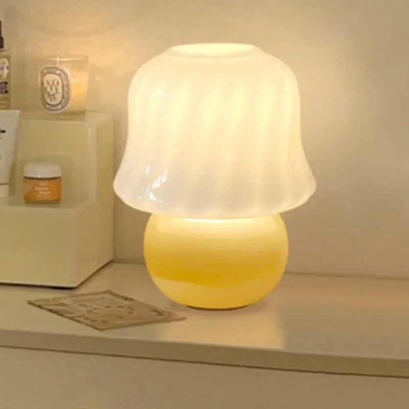 

Hand Made Glass Table Lamp Hotel Living Room Bedroom Bedside Mushroom Decorative Table Lamp