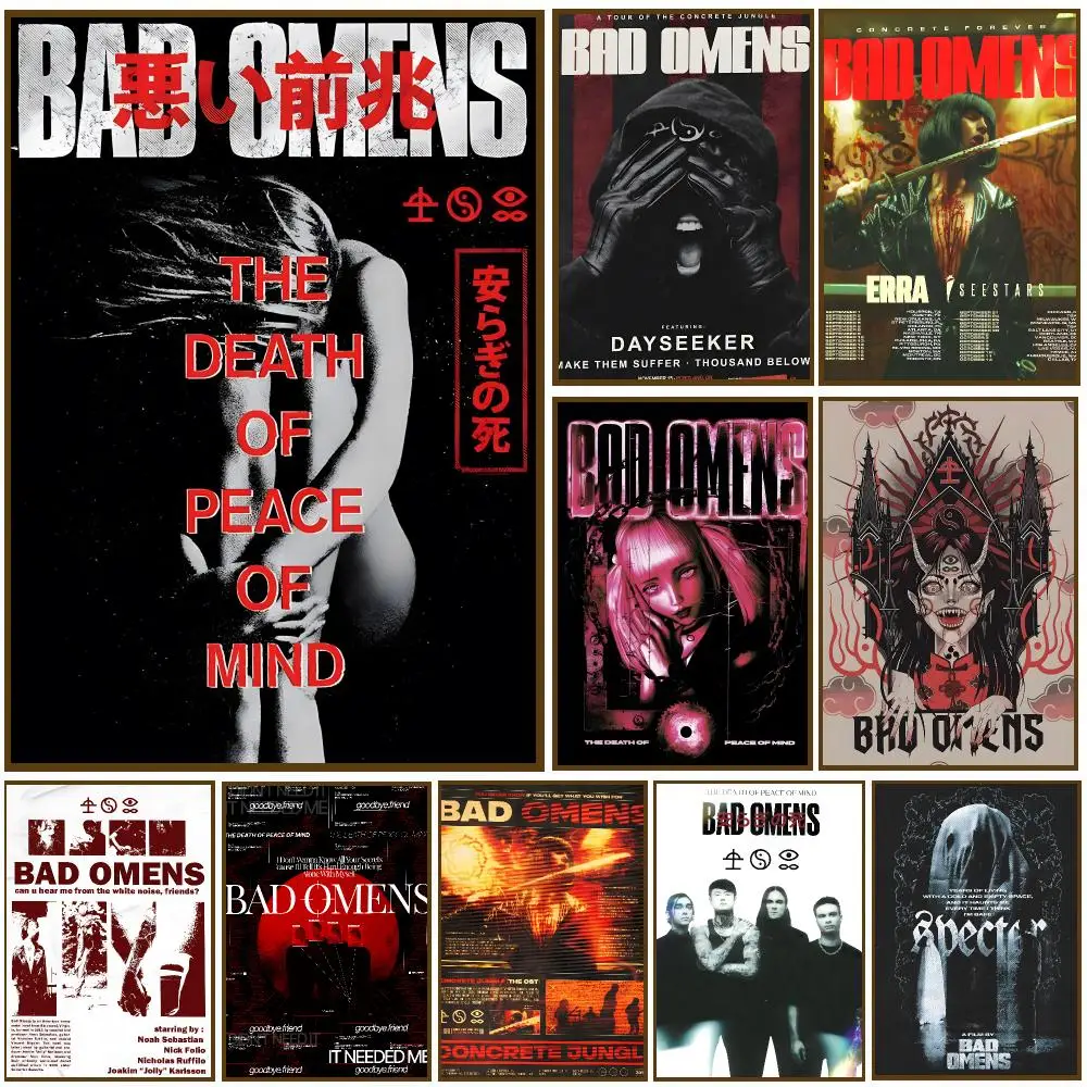 Bad Omens Band Dark Metal Poster Self-adhesive Advanced Aesthetic Printing Paper Wall Art for Living Room Home Decor