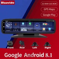Bluavido 4 Cameras 4G Android 8.1 Car Dash Cam GPS Navigation HD 720P Video Recorder Dashboard DVR WiFi App Remote Monitoring