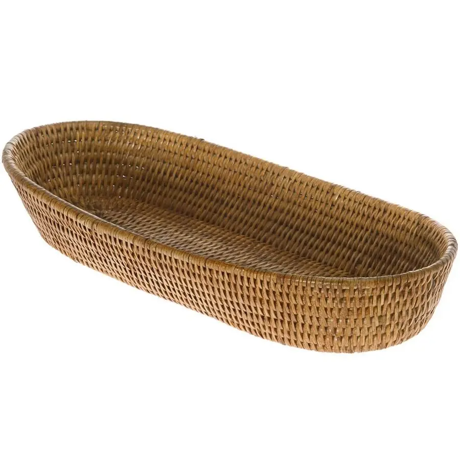 

La Jolla Bread Basket Woven Rattan Basket for Bread, Fruit, amp Kitchen Storage Boho Decor, Food Baskets, Snack Tray, Home Orga