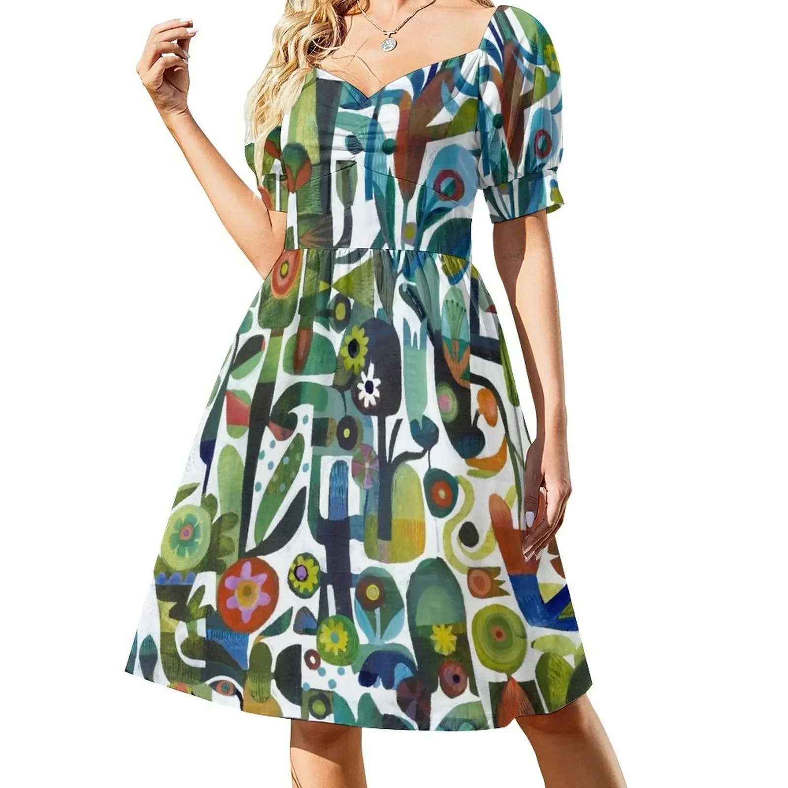 

Lovely day Short-Sleeved Dress festival outfit women summer women's suit Dress