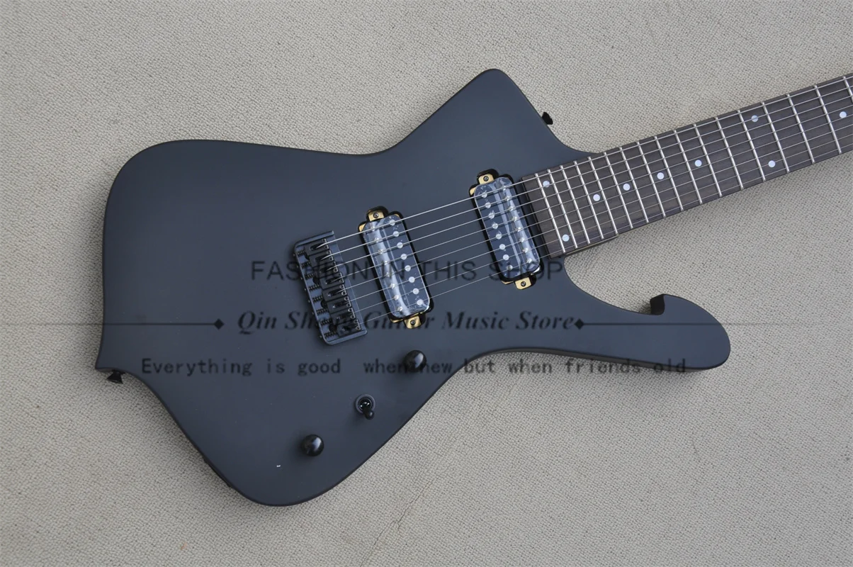 8 Strings Matte Black Electric Guitar Mahogany Body Maple Neck Fixed Bridge Ice M Guitar Black Tuners