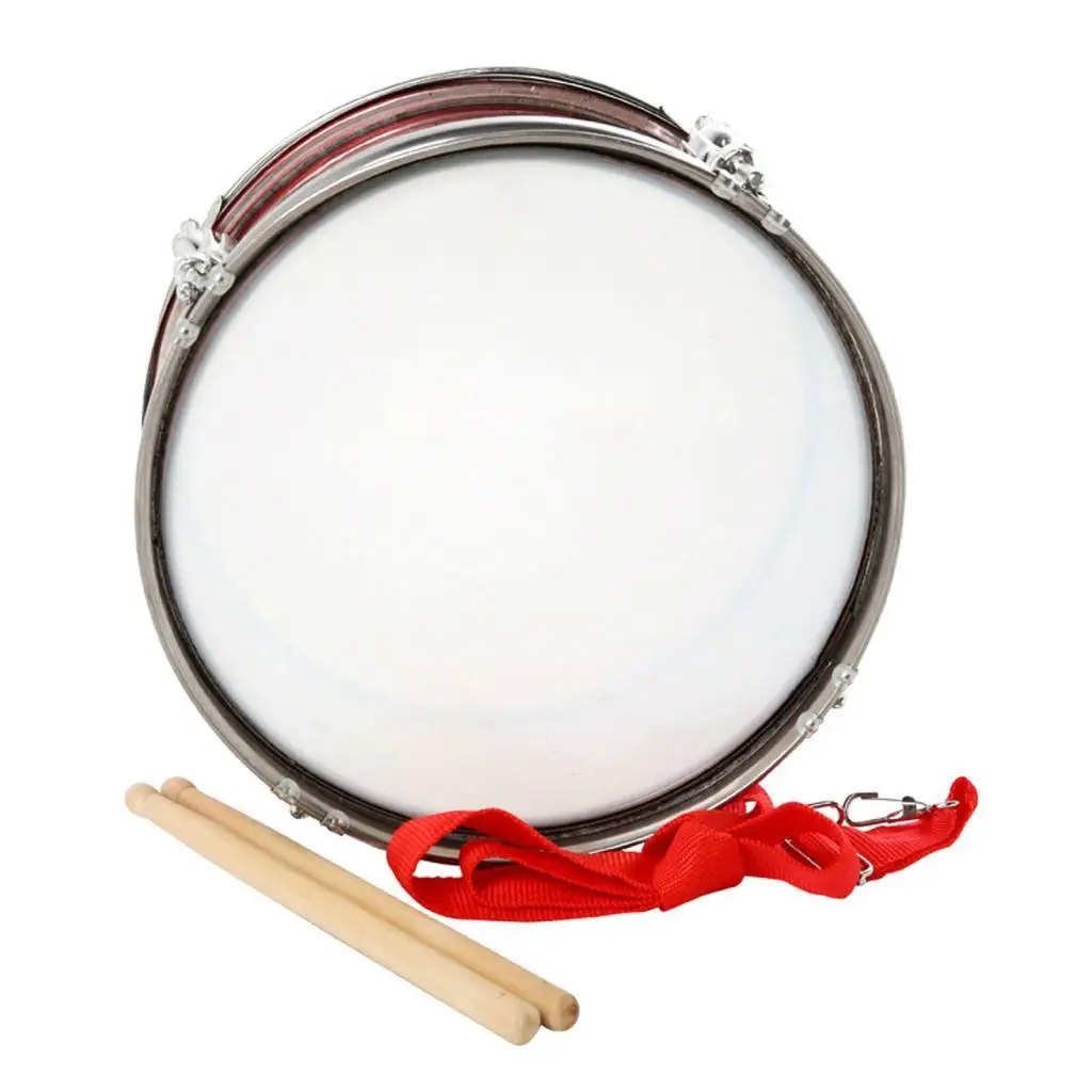 Stainless Steel 11 Inch Snare Drum Set with Drum Belt Drumsticks for Music Party Practice Beginners Gift