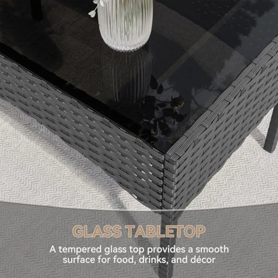 Patio Furniture Set 4 Pieces Outdoor Wicker Rattan Chairs Conversation Sets with Coffee Table Rocking Bistro Set for D