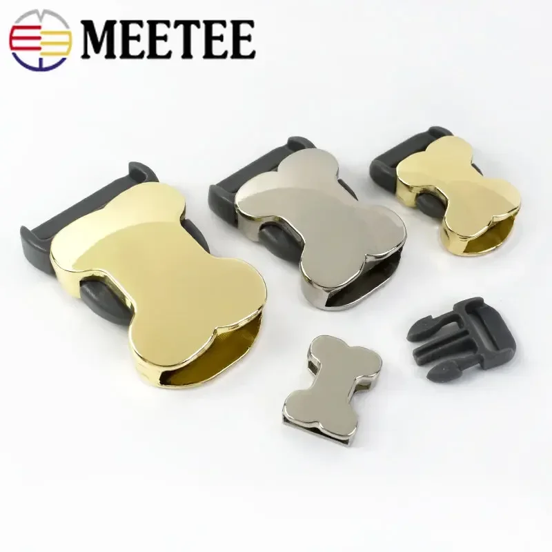 5/10Pcs Meetee 10-25mm Metal Side Release Buckle Bag Strap Adjuster Clasp Backpack Belt Dog Collar Bone Shape Hook Accessories