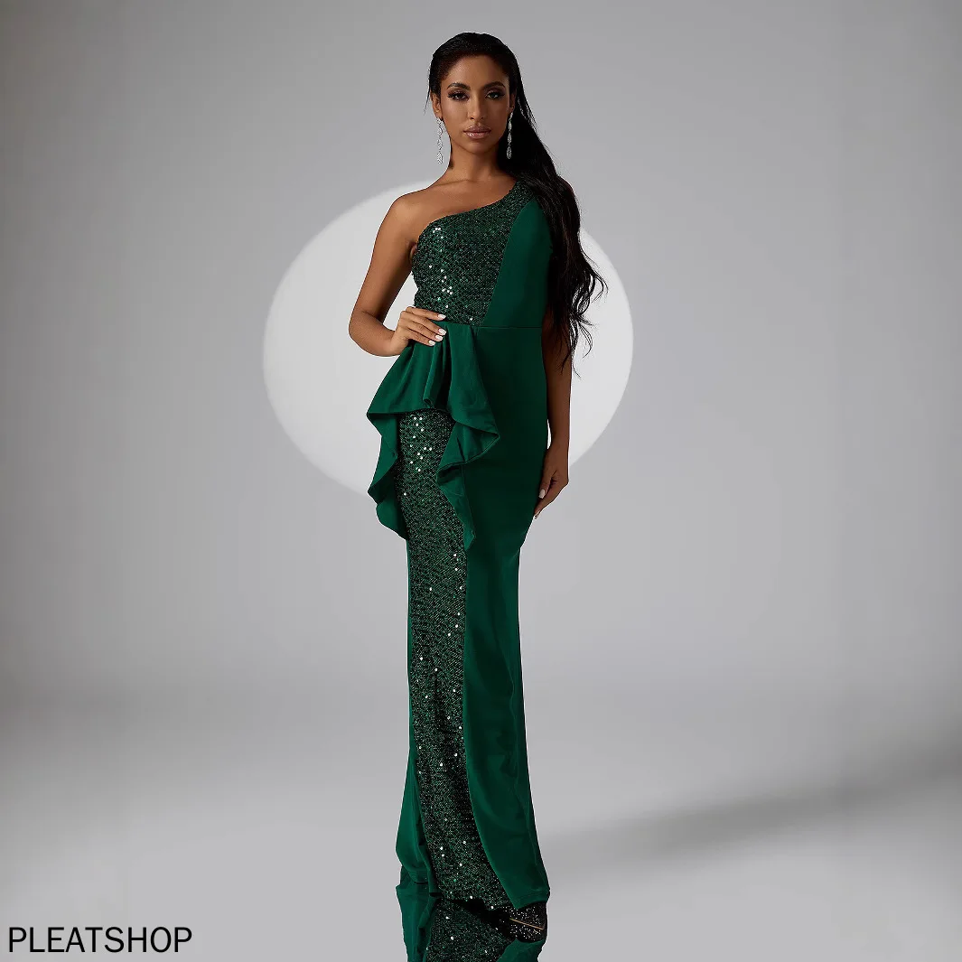 Robe de soirée de Banquet, asymétrique épaule dénudée, sans manches, coupe cintrée, longue portefeuille, mode européenne et américaine