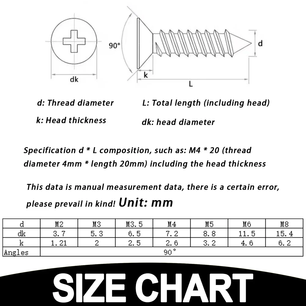 Brass Phillips Countersunk Head Self-tapping Screws Phillips Sink Wooden Board Fiberboard Chipboard Furniture Self-tapping Screw