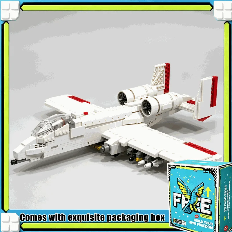 1226PCS Gray Twin Engine Air Support Fighter Jet Model Custom Building Blocks Creative Aircraft DIY Assembly Display Toy Gift