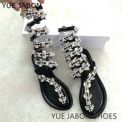 Sexy Crystal Women Sandals Snake Shape Ankle Strappy High Heel Party Wedding Shoes Clip Toe Narrow Band Runway Shoes Woman 2024
