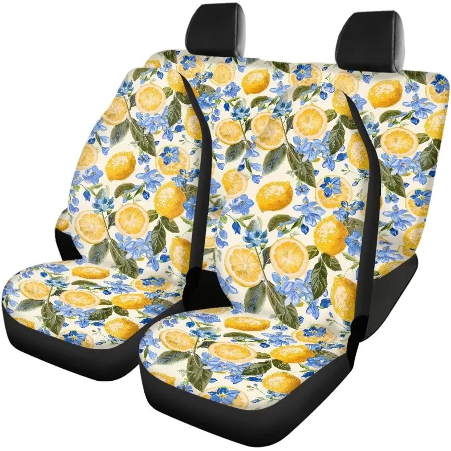 

Lemon Car Seat Cover Sets Universal Fit Automotive Front Back Seat Cushion Cover Vehicle Accessories for Travel for Car Decors