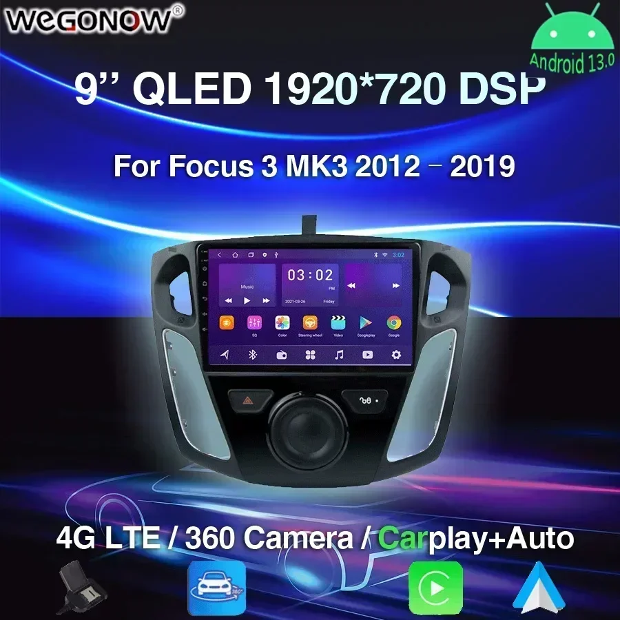 Carplay 8G+256Gb Android 13.0 Car DVD player Radio Navigation GPS For Focus 3 MK3 2012 - 2016 2017 2018 2019 Stereo Radio 2Din