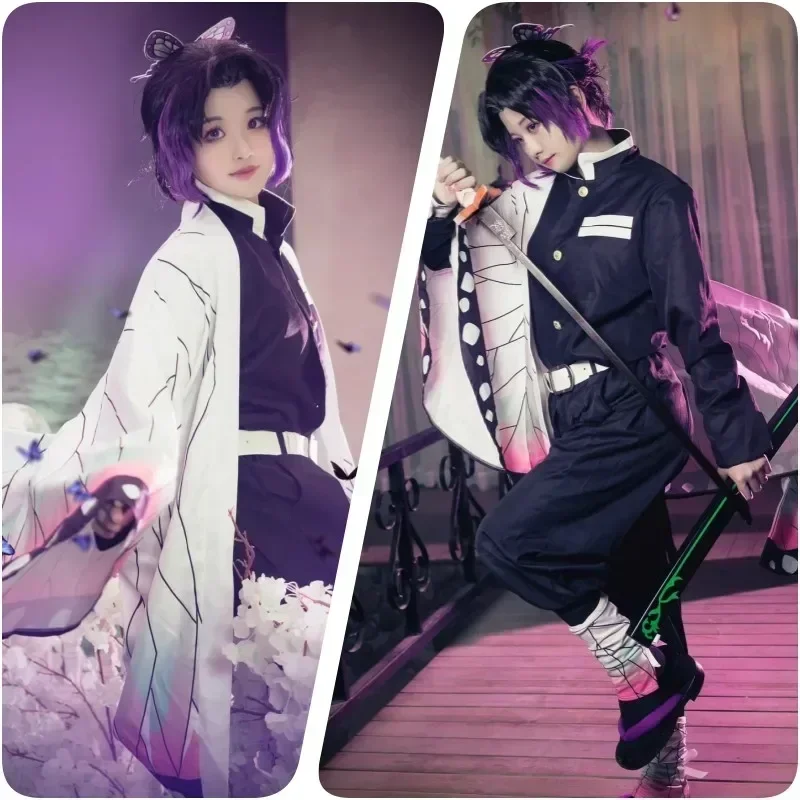 

2025halloweenAnime Kochou Shinobu Cosplay Kostuum Demon Slayer Haori Mantel Suits Uniform Pruik Feest Voor Kinderen Volwassen