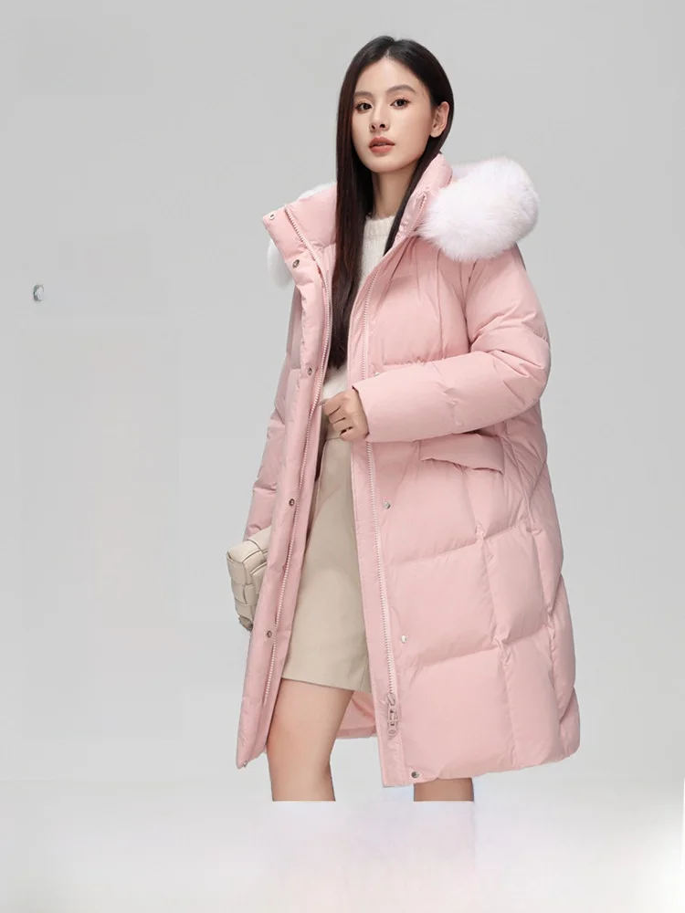 

Snow Flying 2026 Spring New Long Thickened Fur Collar Detachable Cap Women's down Jacket Sweet Style Princess Fashionable
