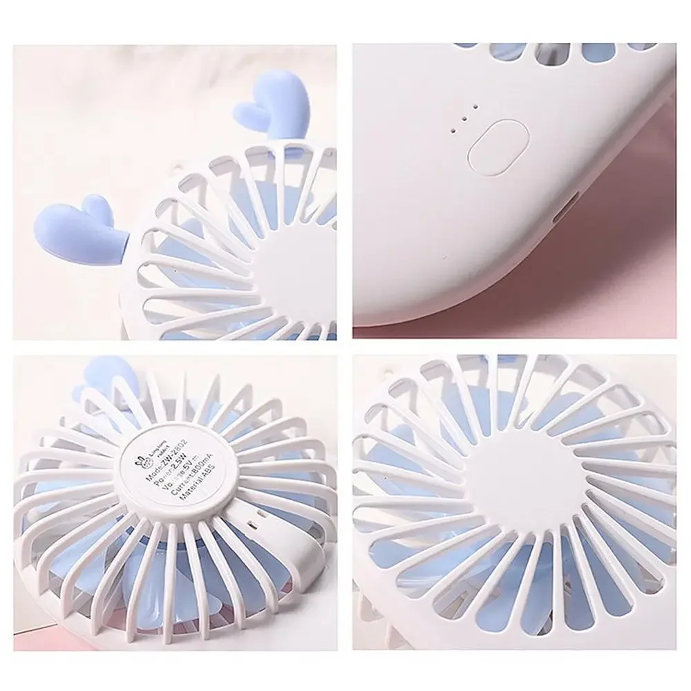 Cute Portable Mini Fan Handheld USB Chargeable Desktop Fans 3 Mode Adjustable Summer Cooler For Outdoor Travel Office