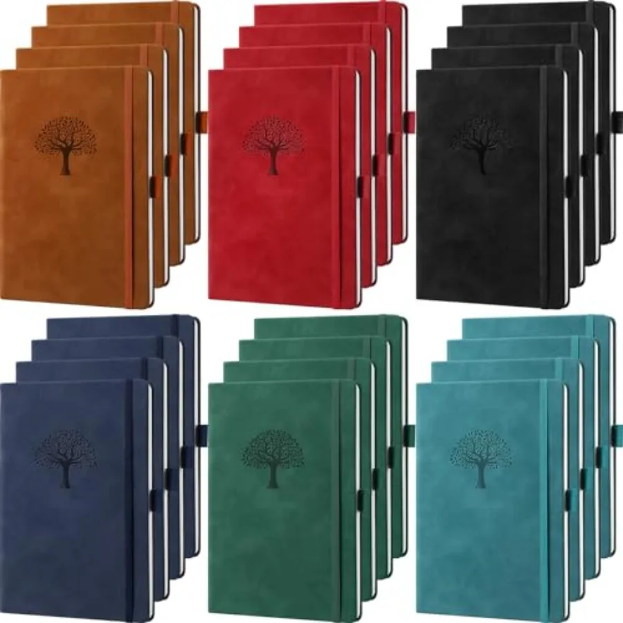 

24 Pack Leather Notebook Journals Bulk 5.7" x 8.3" Harder Cover A5 Journals for Writing Men Women Leather Travel Notebooks Dail