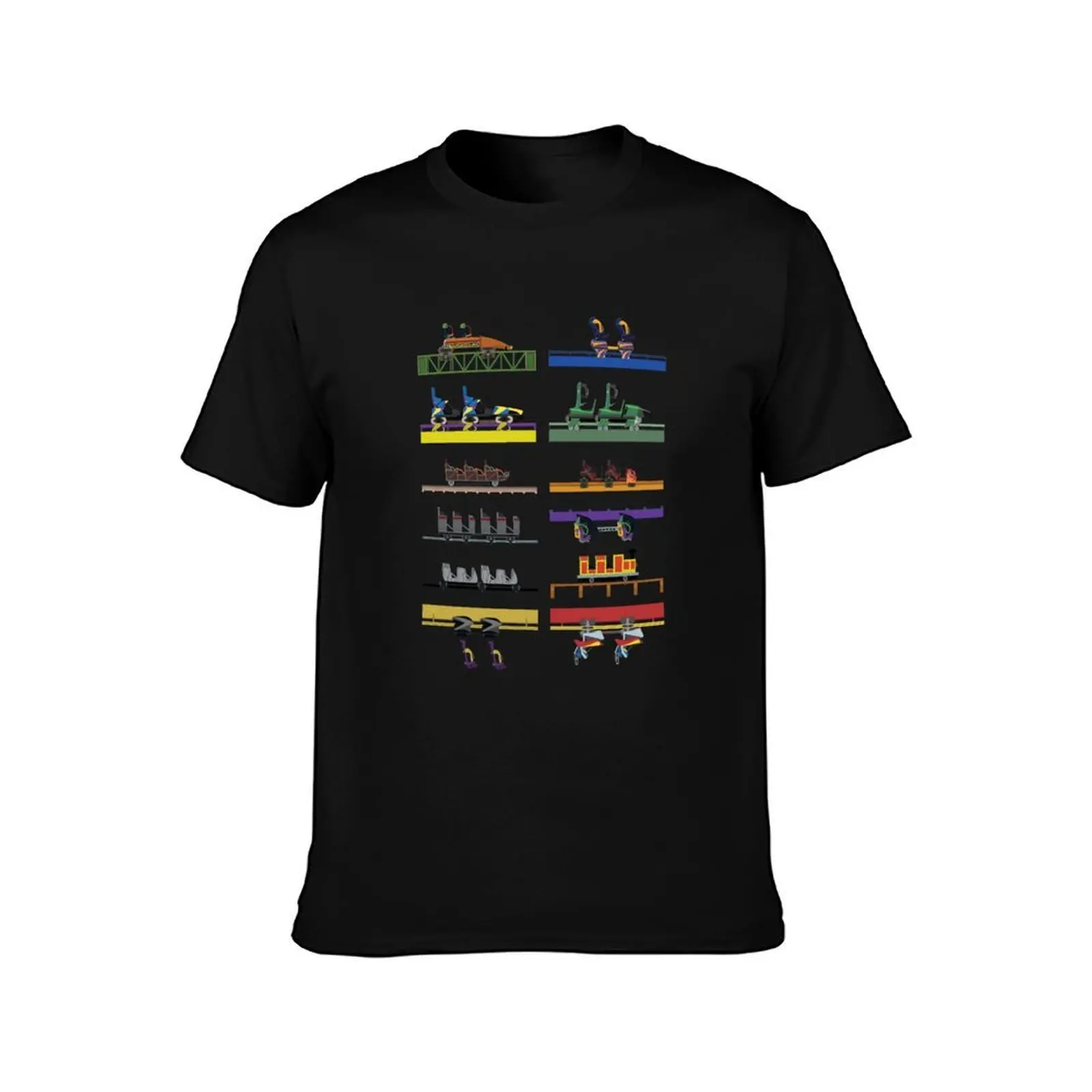 Six Flags Great Adventure Coaster Cars Design (With Jersey Devil) T-Shirt, Summer Casual Cotton Tee, Oversized Streetwear Tops