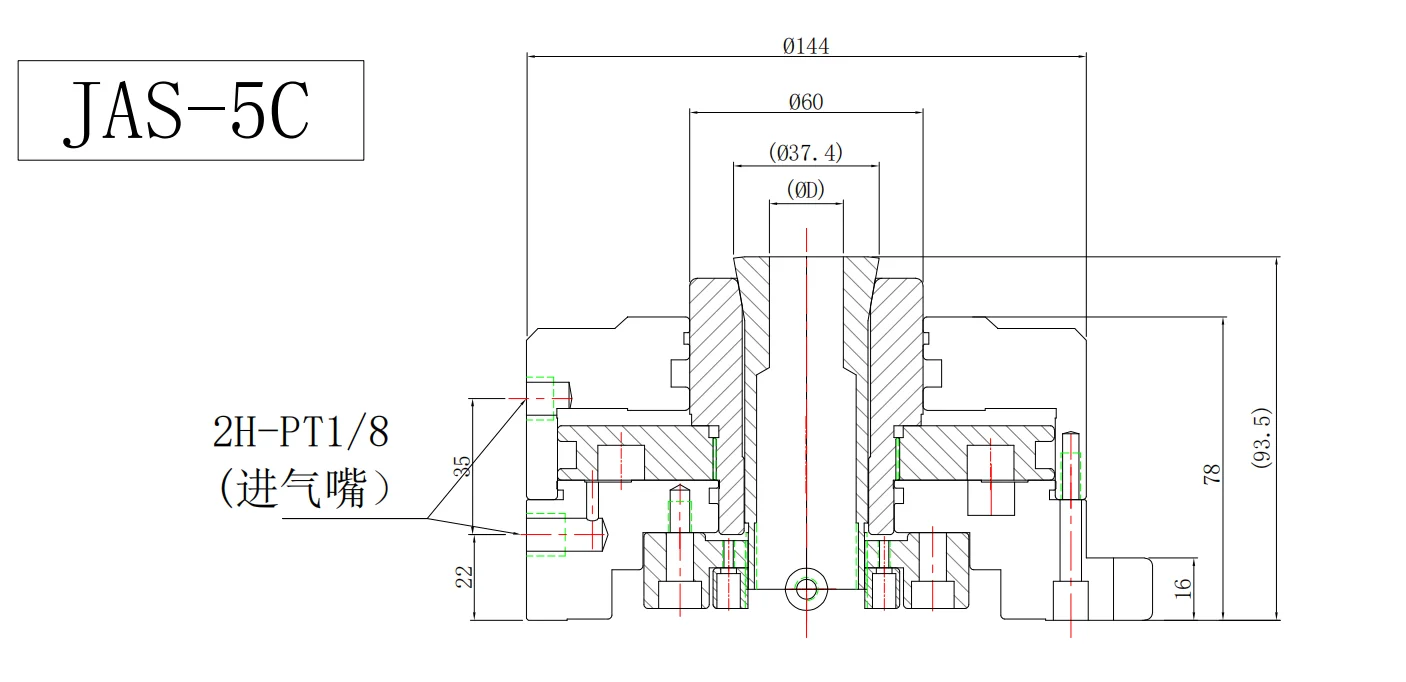 JAS‑5C Stationary Pneumatic 5C Collet Chuck Pull‑Back Air Collet Fixture Non‑Rotating For CNC Milling Machine Tool Accessorie