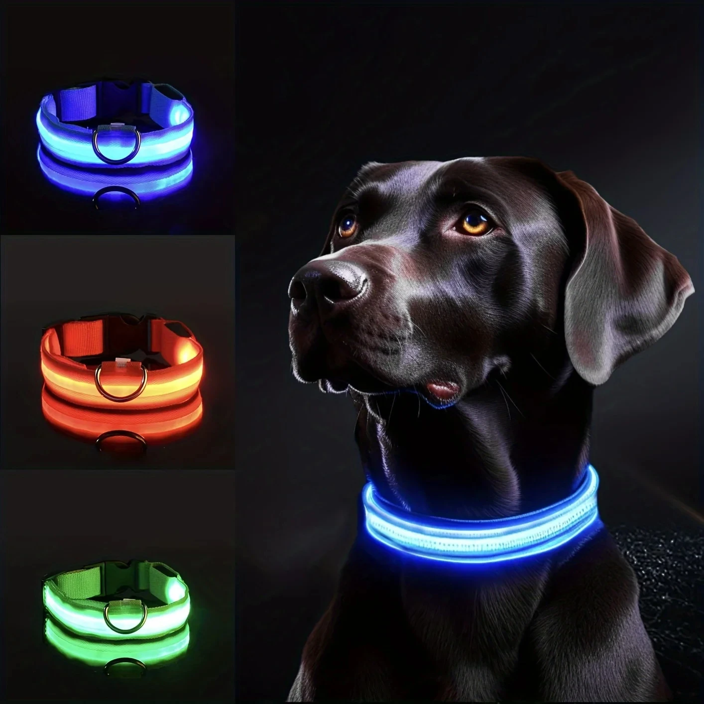 Reflective LED Dog Collar for Night Safety - Durable, Geometric Patterned, Battery-Powered, Ideal for Small/Medium Breeds