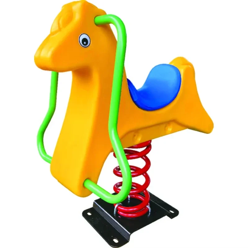 Peralatan bermain ayunan pegas plastik luar ruangan peralatan bermain kuda luar ruangan mainan pengendara pegas taman bermain untuk dijual