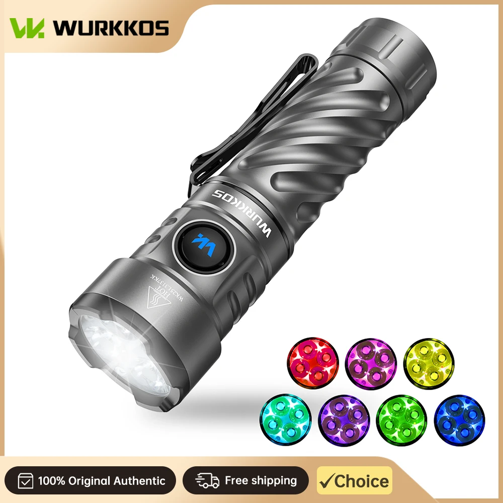 Wurkkos TS26 3400-Lumen RGB Flashlight: 21700 Portable EDC Professional Outdoor Light with Magnetic Tail Cap