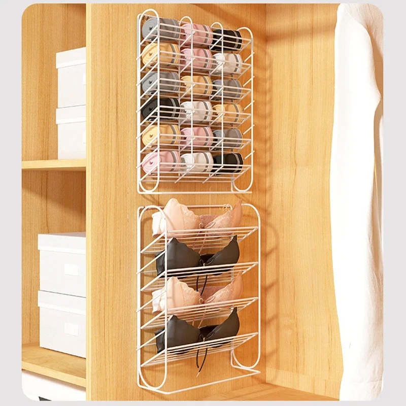 

Metal Wardrobe Underwear Storage Rack Wall-mounted Dormitory Bra Sock Container Organizer Creative Hanging Underwear Divider New