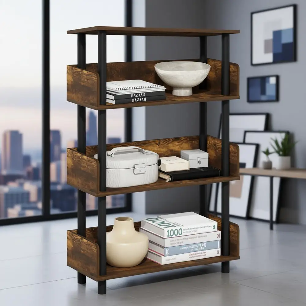 

5-Tier Display Shelf, Storage Rack, Bookcase with Rounded Corners, Open Shelves for Organization and Storage, Ideal for Living R