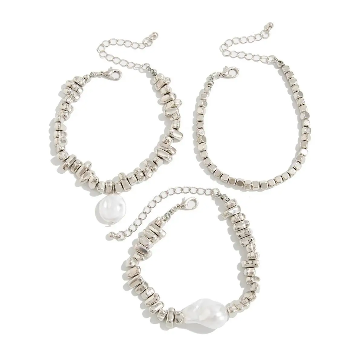 Ingemark 3 قطعة/المجموعة أنيقة الباروك تقليد اللؤلؤ سوار المرأة 2026 الاتجاه الجديد الاكريليك سوار مُزين بالخرز تكويم اليد مجوهرات #5