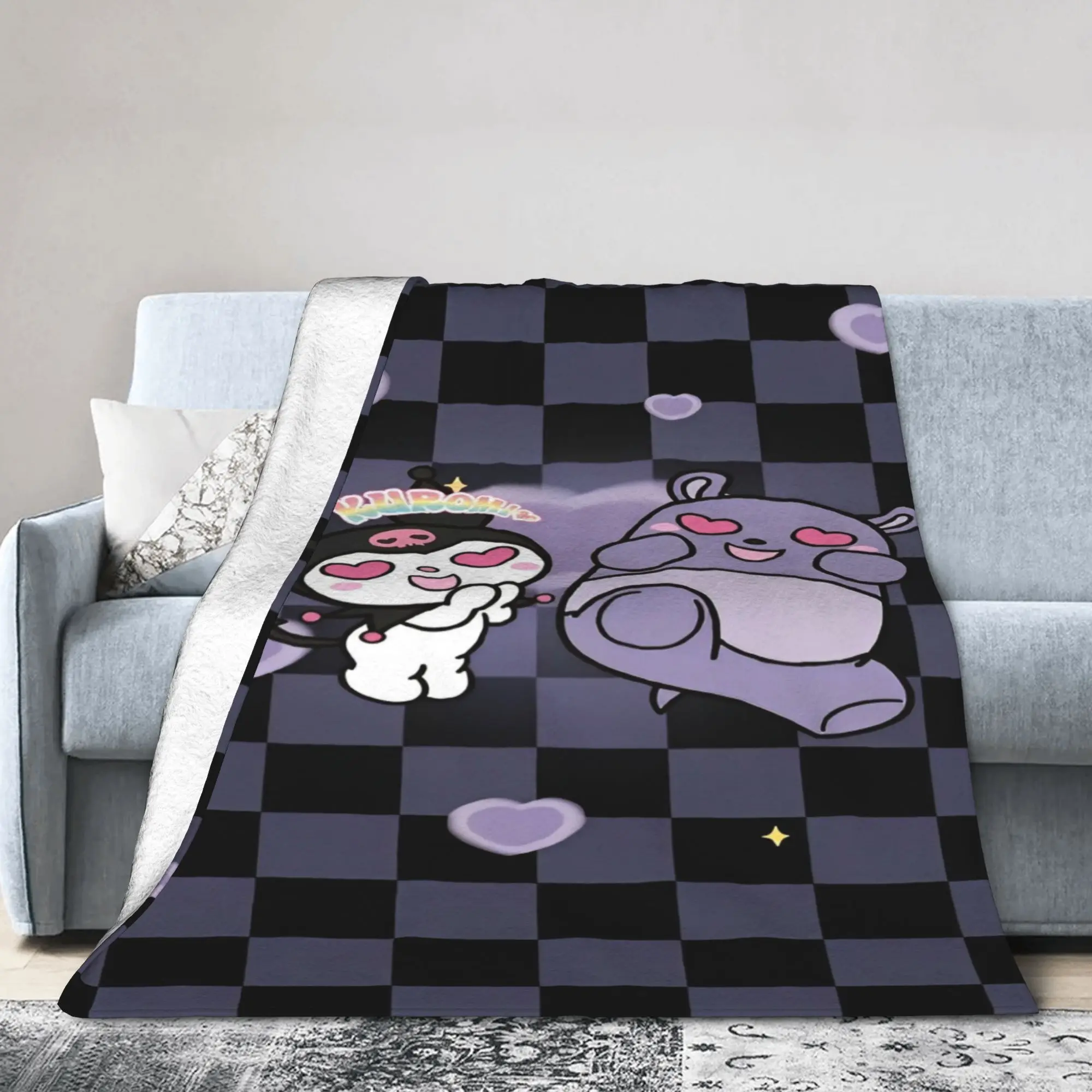 سعيد الكرتون كورومي باكو البطانيات المرجان الصوف أفخم النسيج ديكور تنفس خفيفة الوزن رمي البطانيات ل يلقي مكتب السرير