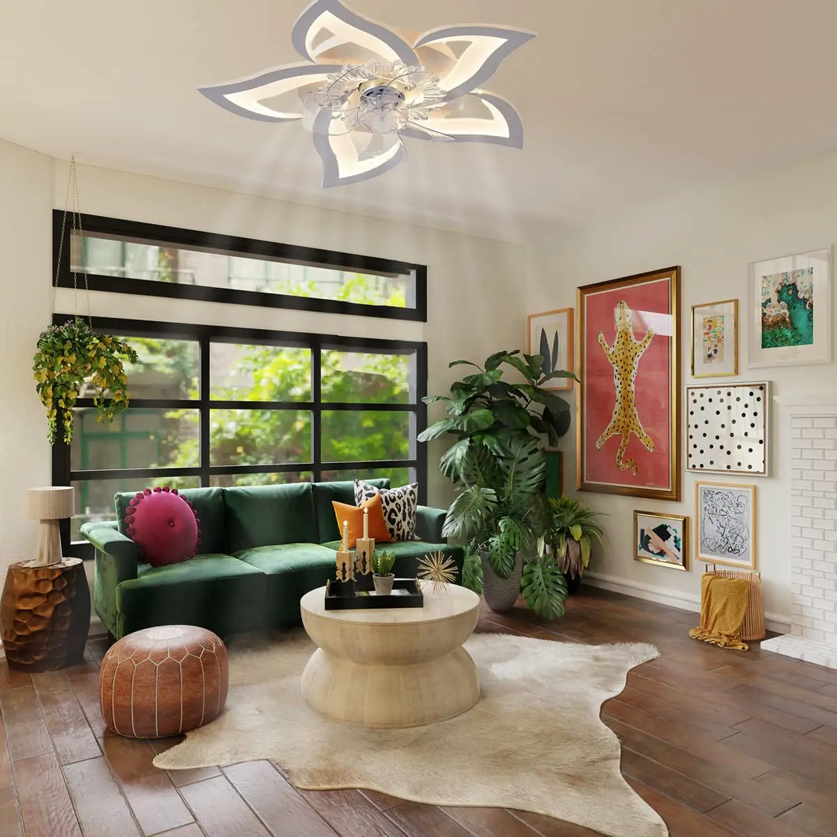 Modern Ceiling Fans with Lights, Fan Lamp with Remote Control, 3 Color Fan Lighting, Petal Ceiling Fan for Bedroom/Living Room - Image 6