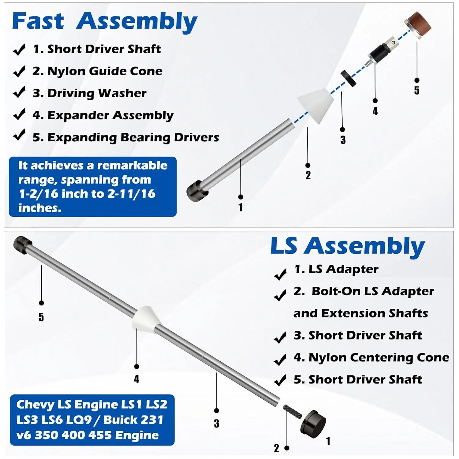 LS Engine Camshaft Bearing Installation Removal Tool Steel For Installing Removing