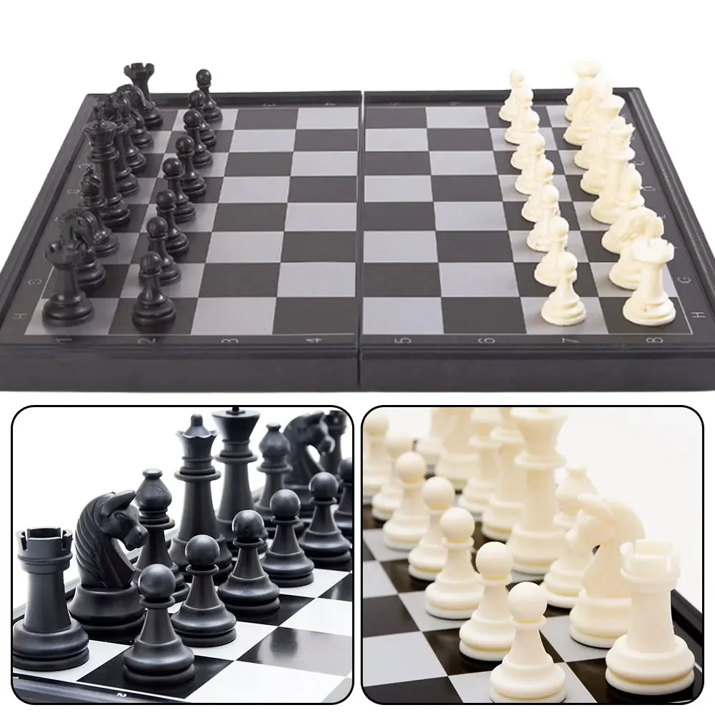 Zusammenklappbares magnetisches Schach, 19,5 x 19,5 cm, tragbares Schachbrett, internationales Schachspiel, Geschenk für Erwachsene, Kinder, Anfänger