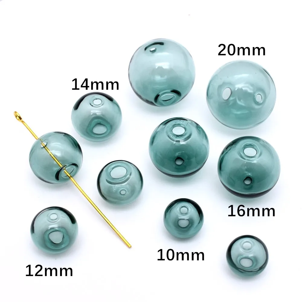 SNASAN 10pcs Hollow Assorted 10-20mm Colored Glass Beads With 2 Holes Art Craft Pendants For Jewelry Making Home Decor Ornaments