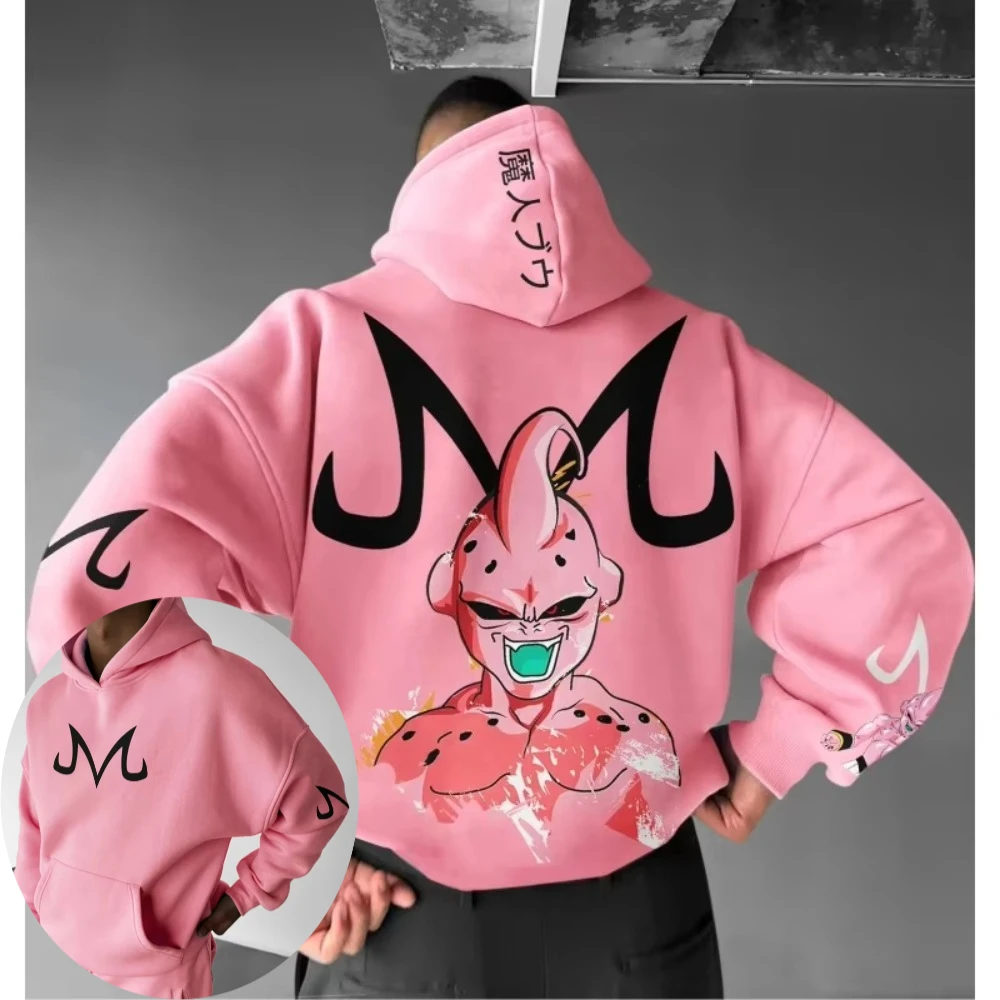 Dragon Ball Men's Hoodie Sweater Majin Buu Japanese Anime Spring Autumn Boys Children's Long-sleeved Parent-child Outfit