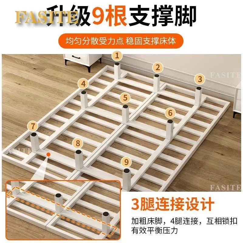 For Modern Simple Iron Frame Double Bed Steel Wrought Iron Master Bedroom Tatami Skeleton Suspended Bed Durable Stylish