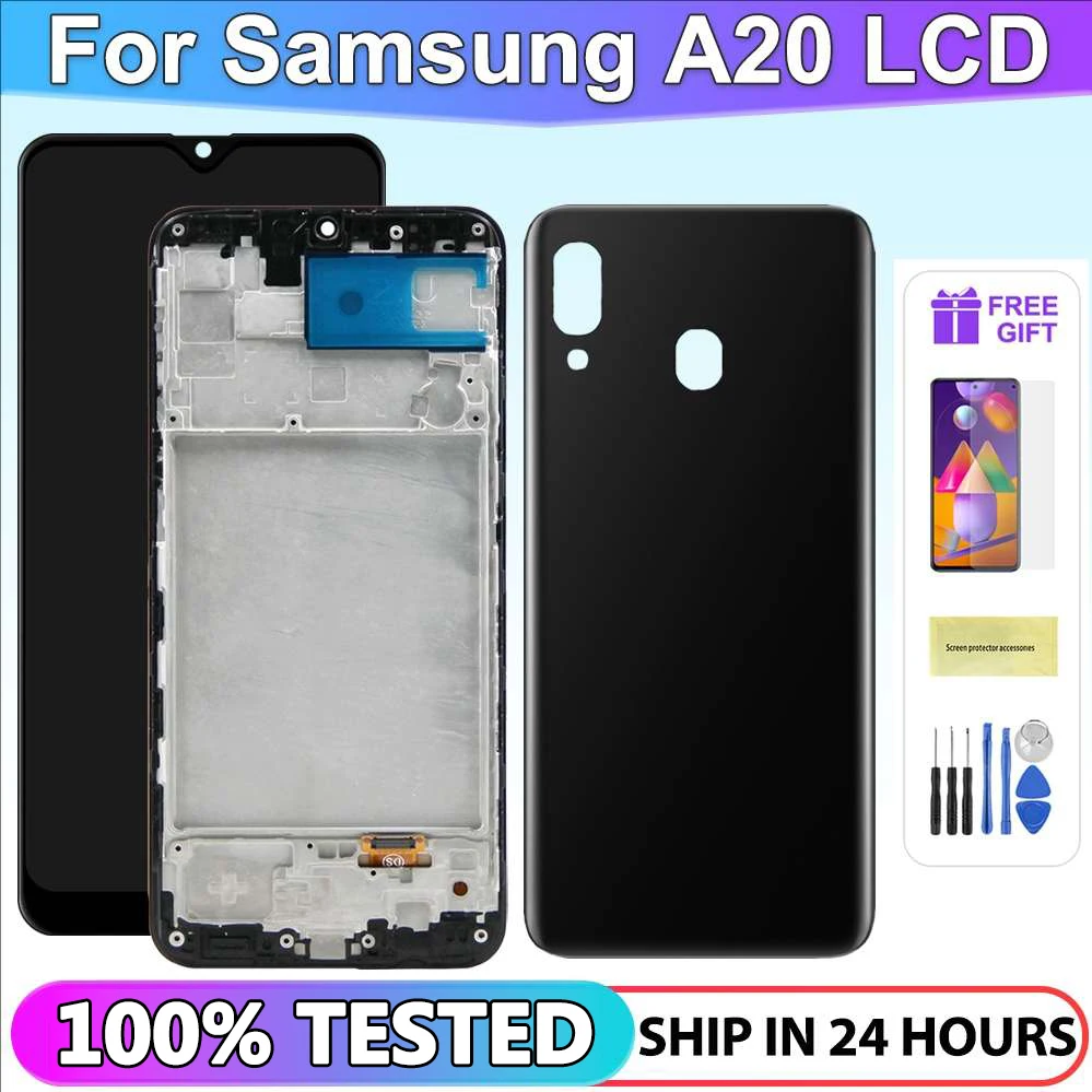 100% протестированный ЖК-дисплей A20 для Samsung Galaxy A20 A205 A205F/DS A205FN/DS A205G/DS дисплей сенсорный экран дигитайзер в сборе деталь