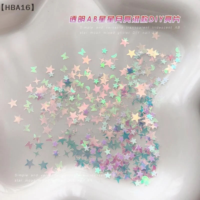 [HBA16] 1 ボックスミニスパークリングスター愛蝶カラフルなネイルグリッタースパークリングネイルチャームネイルデコレーション DIY アクセサリー