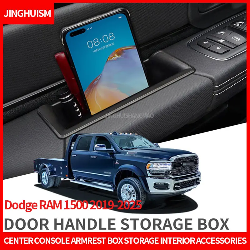 For Dodge RAM 1500 2019-2025 Car Door Handle Storage Box, Door Groove Storage Box, Door Edge Box, Car Interior Storage Box