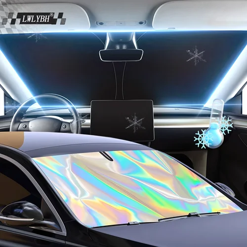 Imagen 1 del producto Parasol para parabrisas de coche, cubierta de paraguas para ventana delantera de coche, bloque UV plegable, sombrilla de calor para coche, suministros de cortinas de protección automática