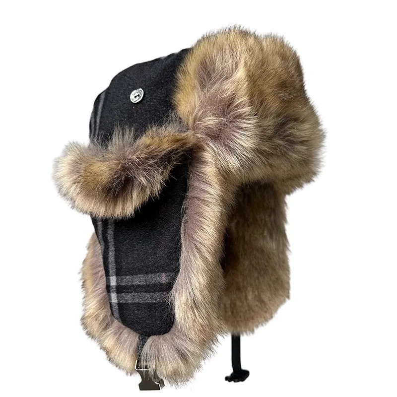 Winter Warm Furry Ear Flap Trapper Hat for Men Women Thick Windproof Ski Cap