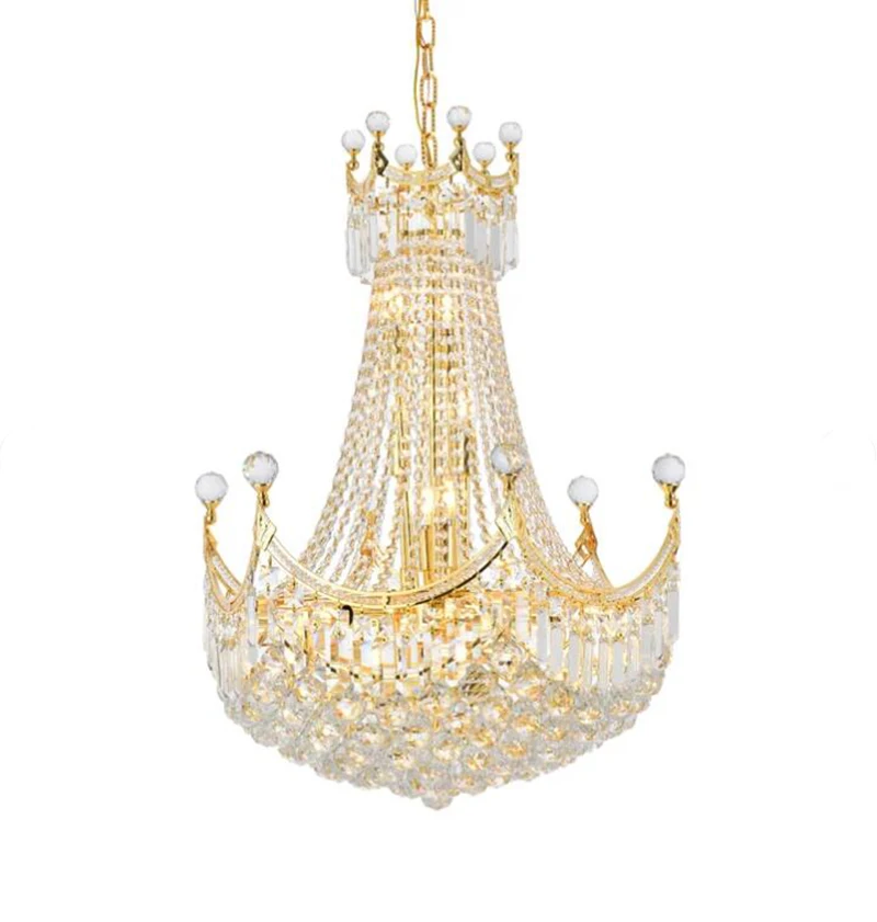 

Empire Gold Crystal Chandelier Lighting For foyer Gold Hanging Lamp For Stair Hall Lobby Living RoomChrome Hanging Light