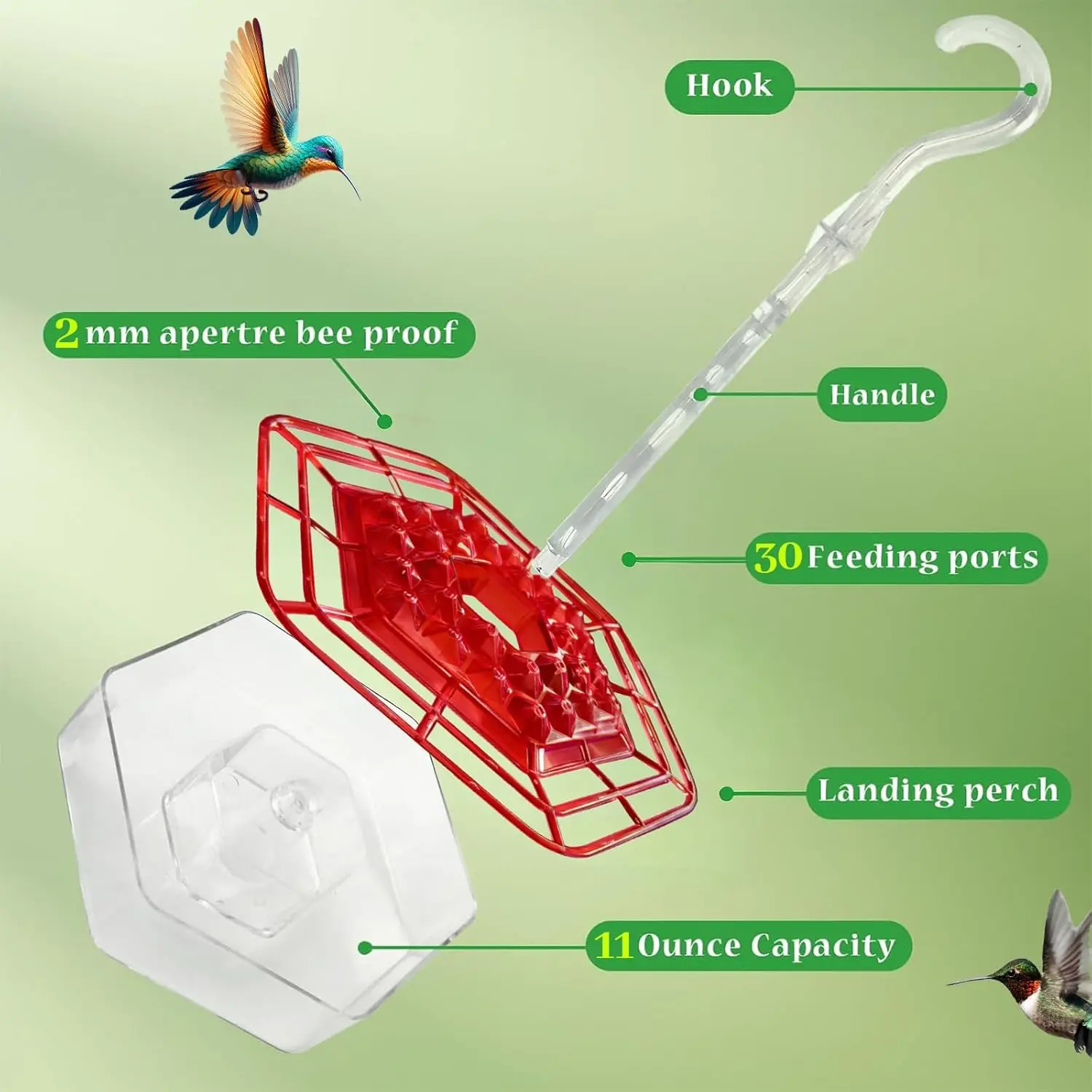 Hummingbird Feeders For Outdoors Hanging Leak-proof Feeder With 30 Feeding Ports Saucer Humming Bird Feeder Weather Proof