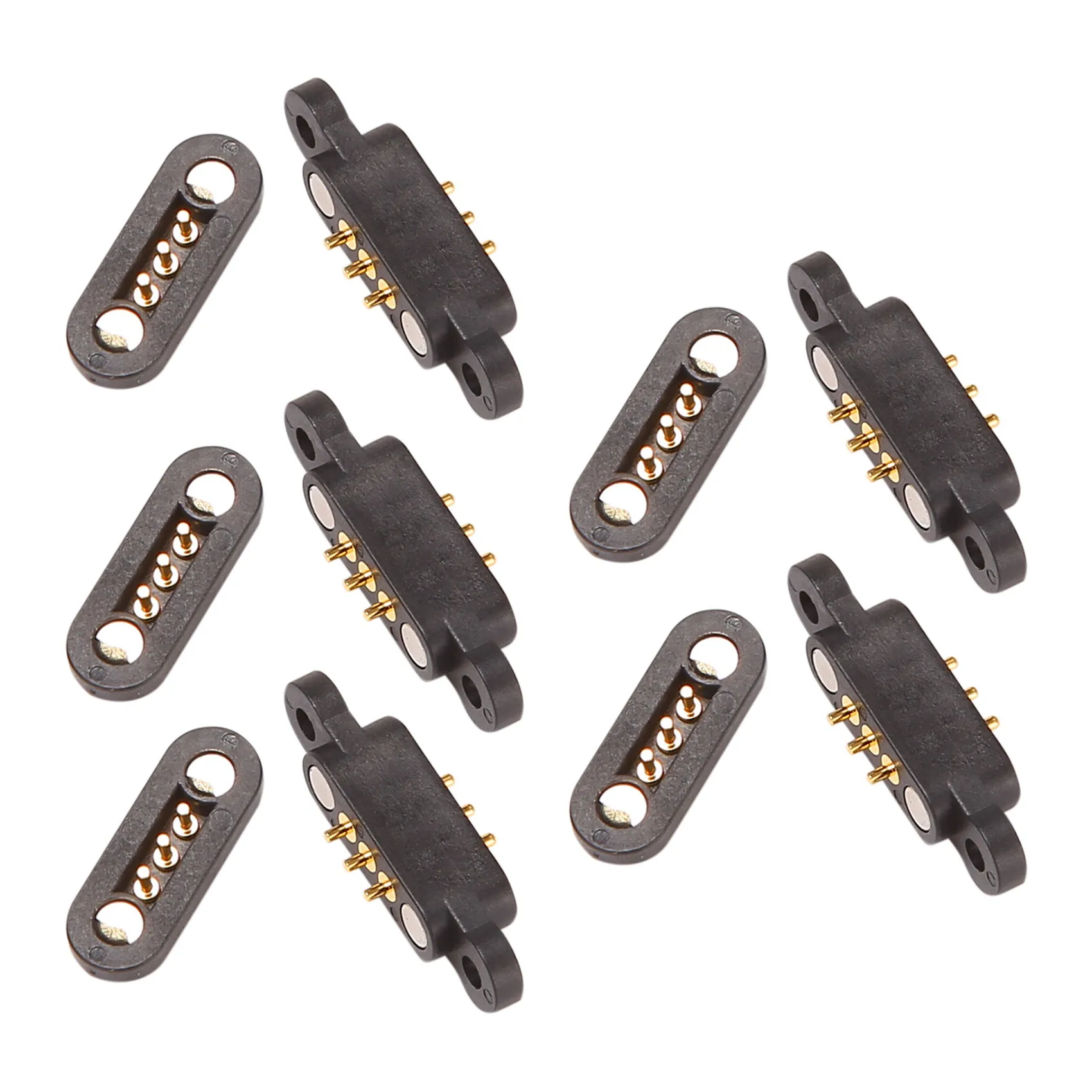 Mola carregada magnética Pogo Pin Connector, através de furos, macho e fêmea sonda, 3 posições ímãs, 2,3mm, 5 pares