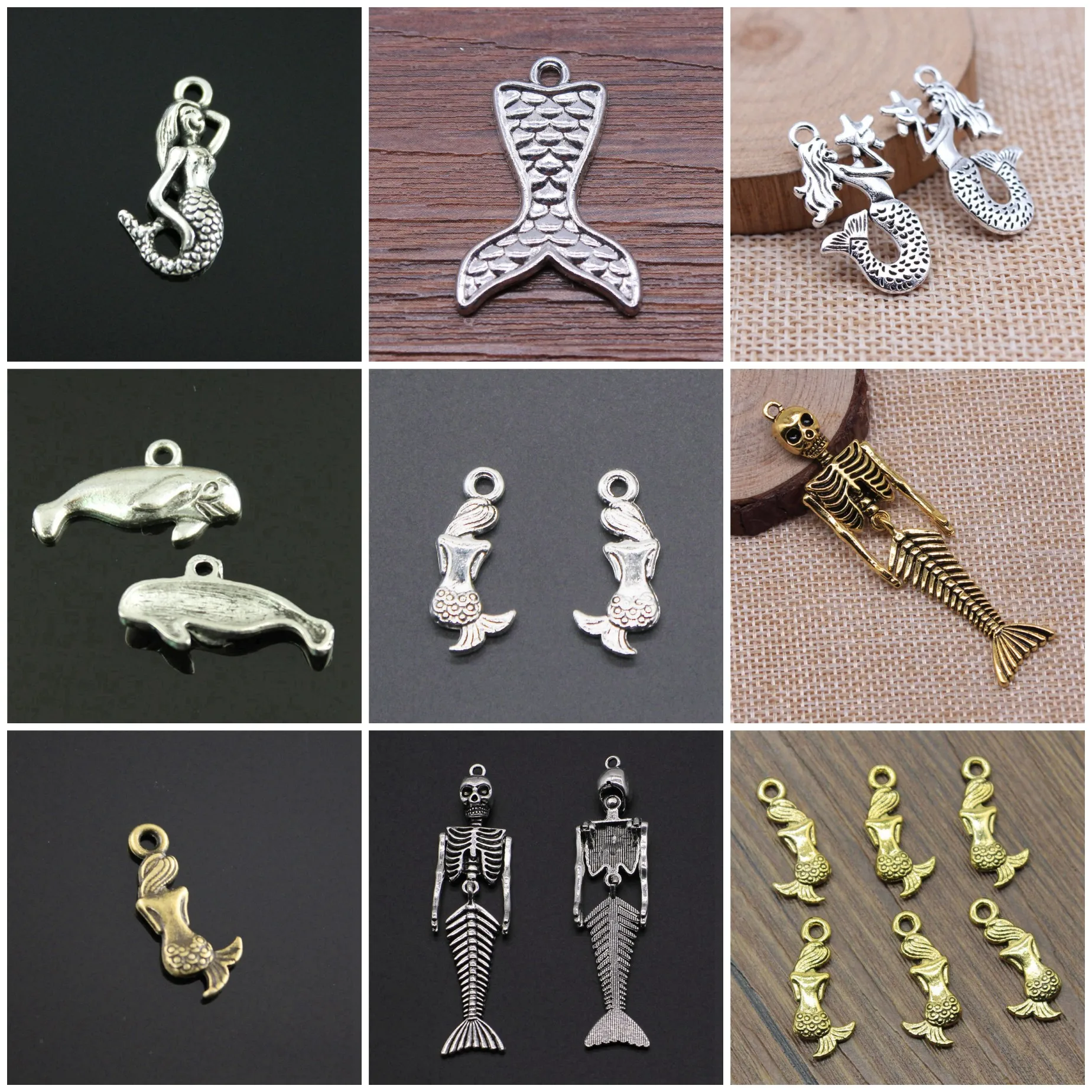 Mermaid Ocean Fantasy Charms Pendant Beach Women Jewelry Parts Charms For Earring Keychain Necklace Making Jewelry Accessories